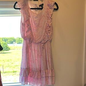 Pink Ruffled Aqua Sleeveless Dress